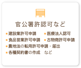 官公署許認可など